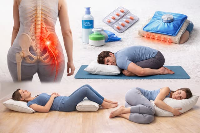 Pozycje leżące i siedzące łagodzące ból przy rwie kulszowej i bólu nogi od kręgosłupa